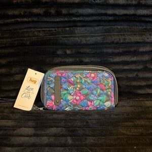 lug Quilted Floral Zip Wallet in Blue, Pink & Green
